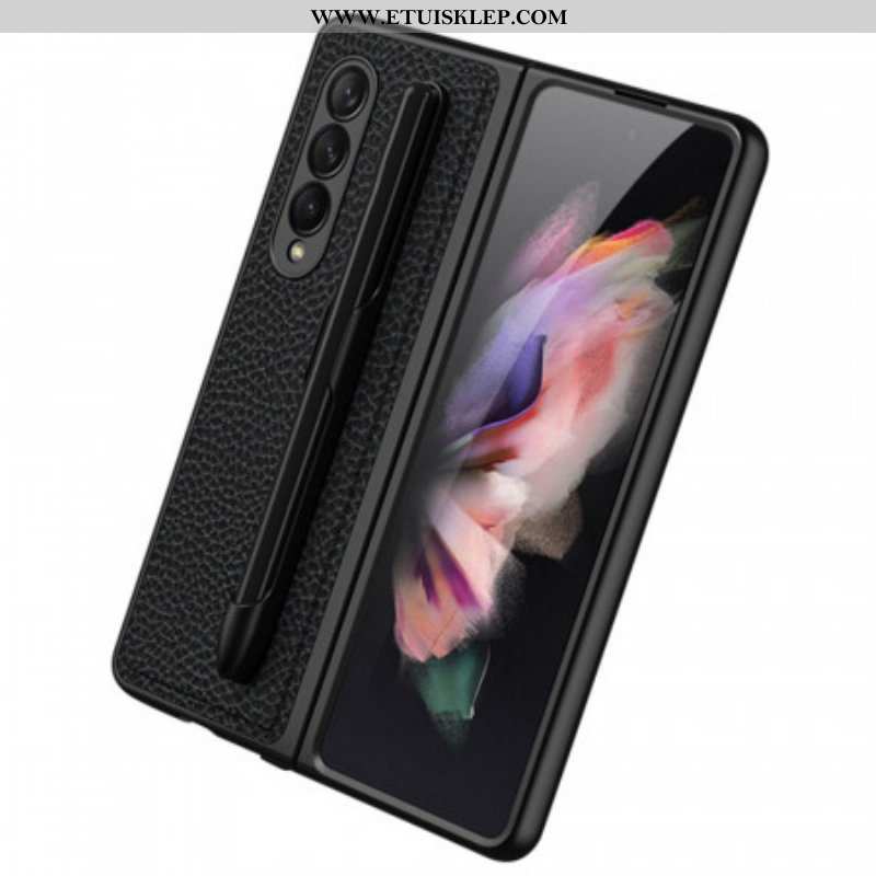 Futerały do Samsung Galaxy Z Fold 3 5G Skórzany Uchwyt Na Rysik Gkk Litchi